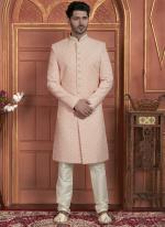 Dhupion Art Silk Pink Wedding Wear Thread Work Readymade Sherwani